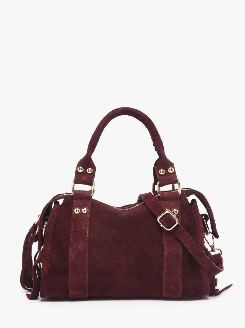 Sac bandoulière velvet cuir milano cuir de vachette Bordeaux - Kiabi