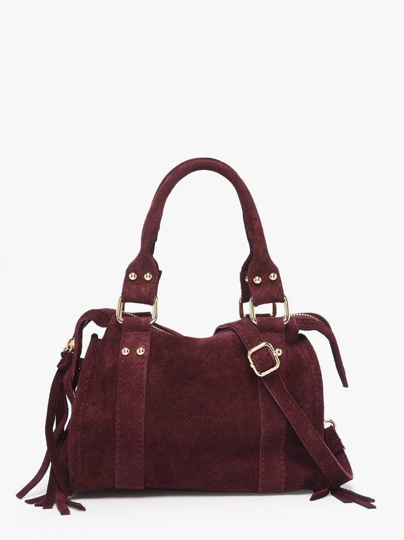 Sac bandoulière velvet cuir milano cuir de vachette Bordeaux - Kiabi
