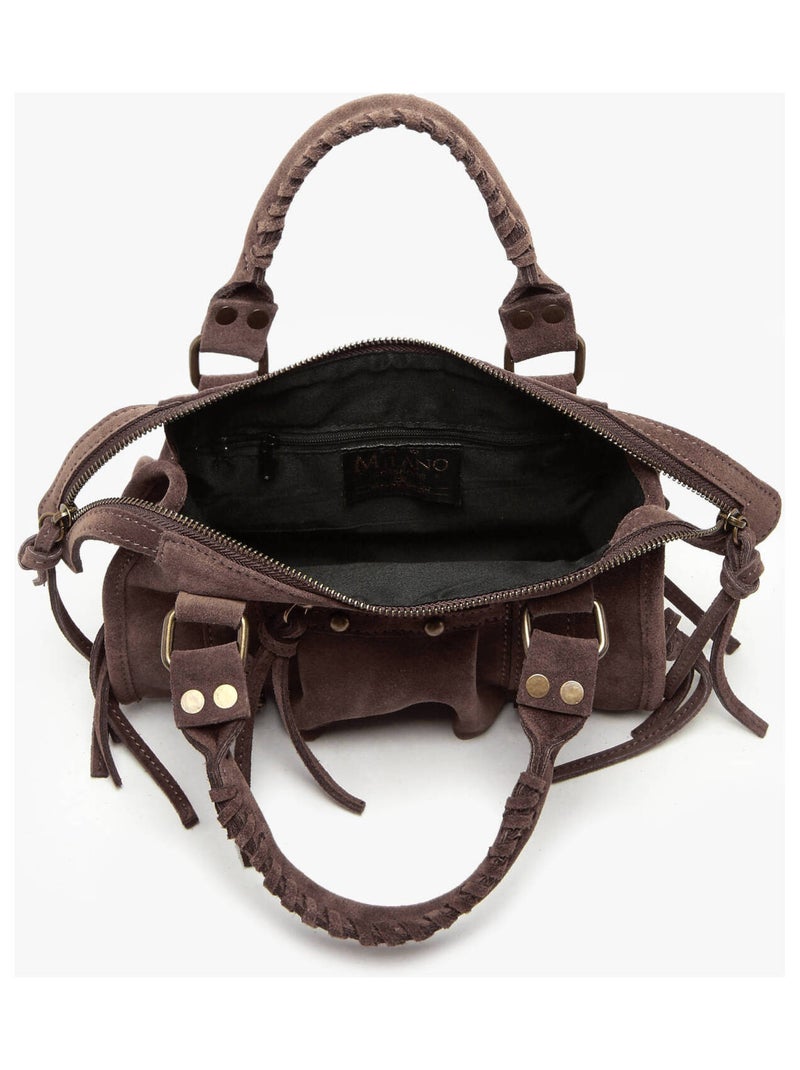 Sac Bandoulière Velvet Cuir Milano Cuir De Vachette Marron foncé - Kiabi