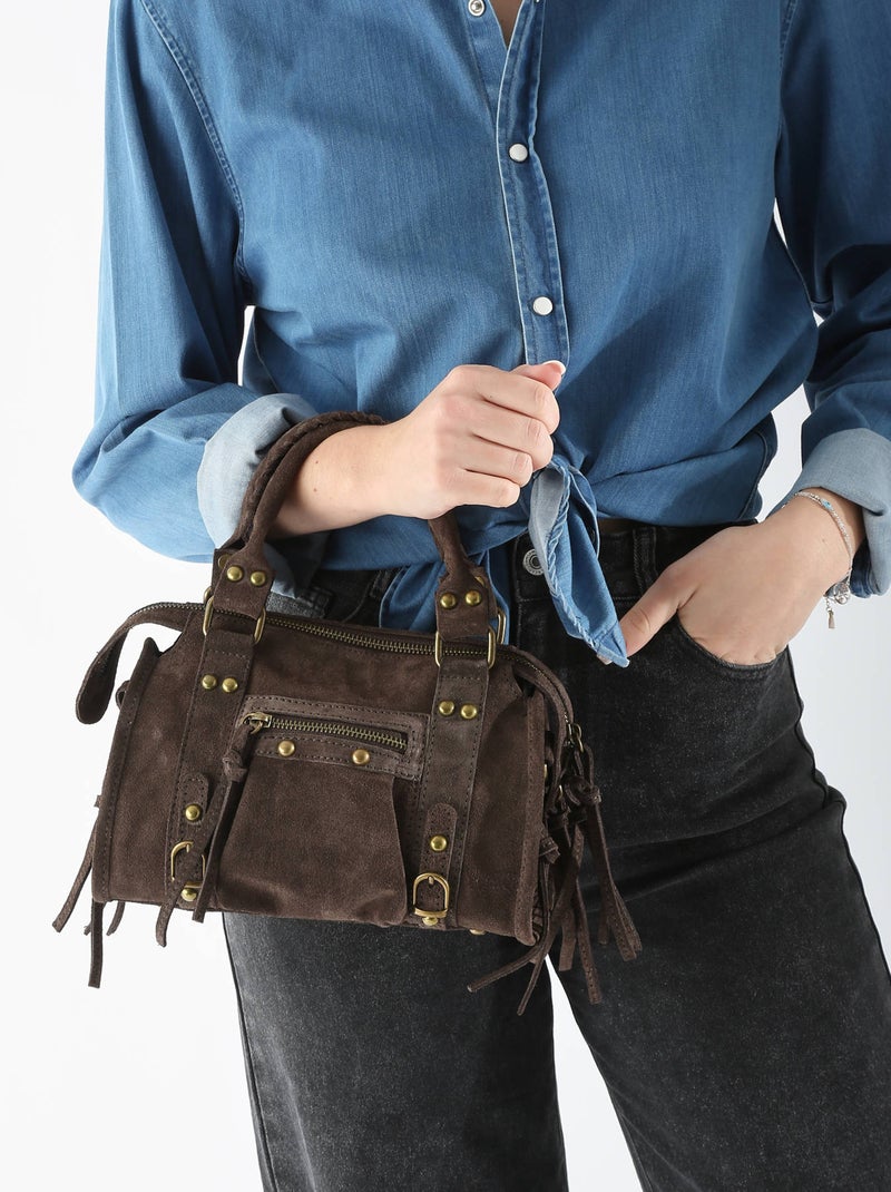 Sac Bandoulière Velvet Cuir Milano Cuir De Vachette Marron foncé - Kiabi