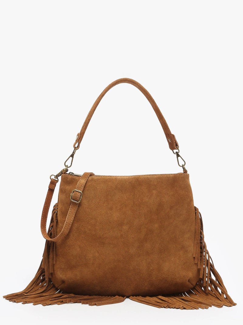 Sac Bandoulière Velvet Cuir Milano Cuir De Vachette Marron tabac - Kiabi