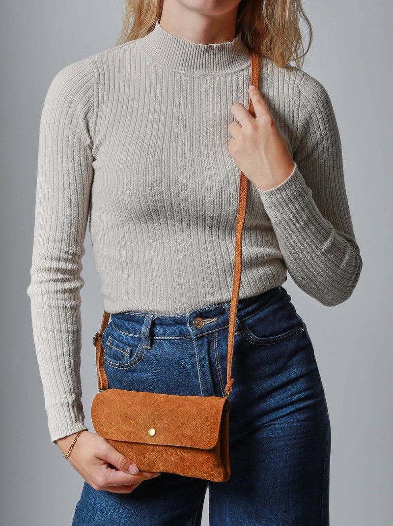 Sac Bandoulière Velvet Cuir Milano Cuir De Vachette Marron tabac - Kiabi