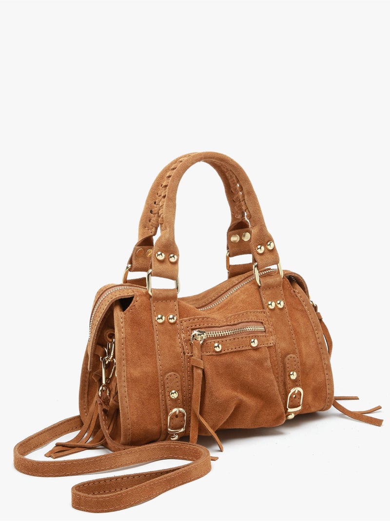 Sac bandoulière velvet cuir milano cuir de vachette Marron tabac - Kiabi