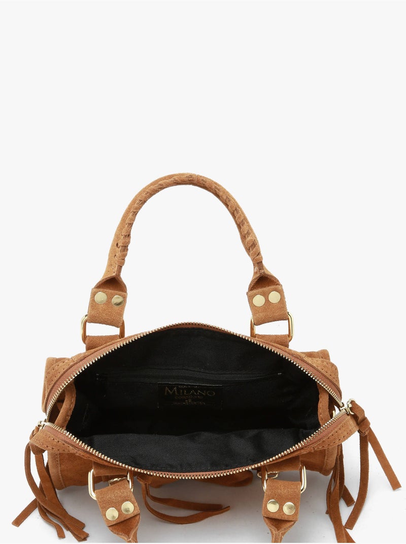 Sac bandoulière velvet cuir milano cuir de vachette Marron tabac - Kiabi