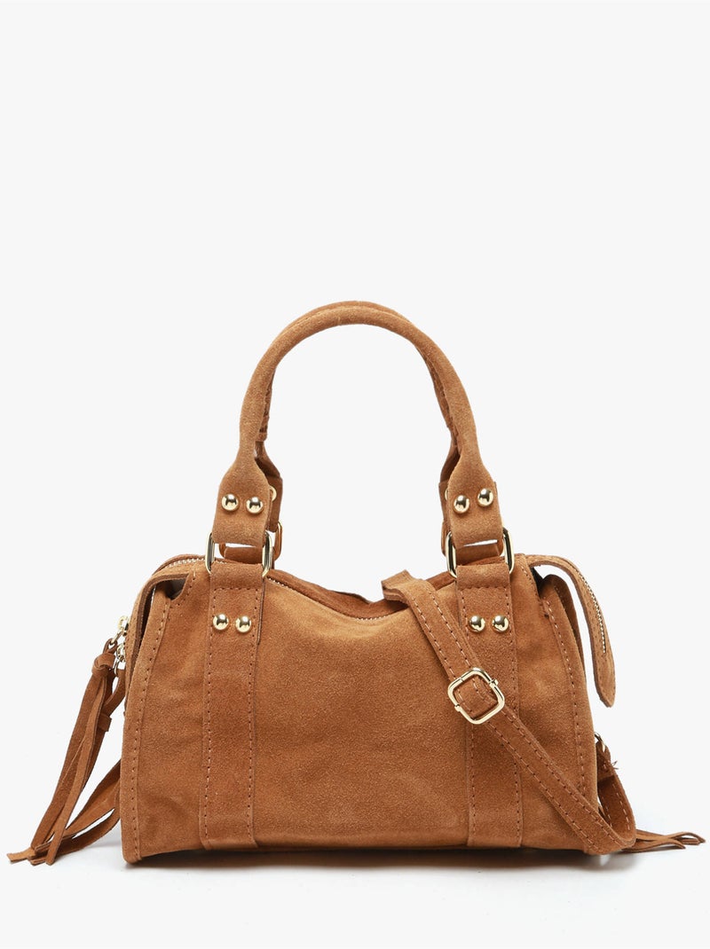 Sac bandoulière velvet cuir milano cuir de vachette Marron tabac - Kiabi