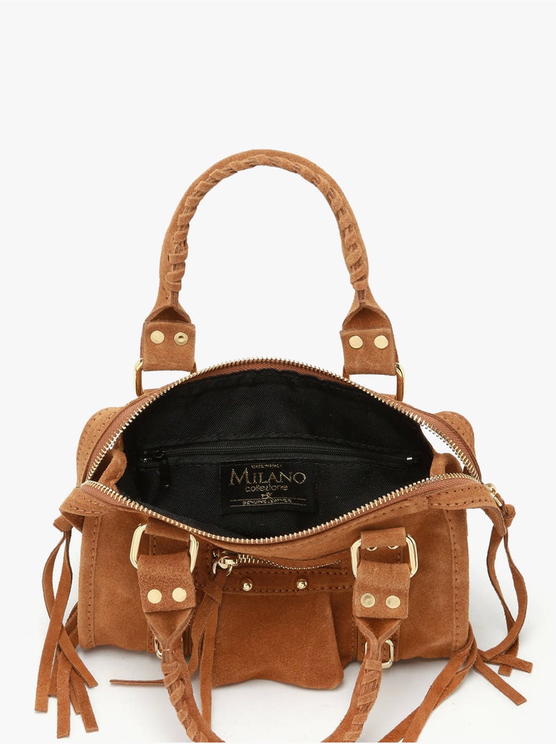 Sac bandoulière velvet cuir milano cuir de vachette Marron tabac - Kiabi