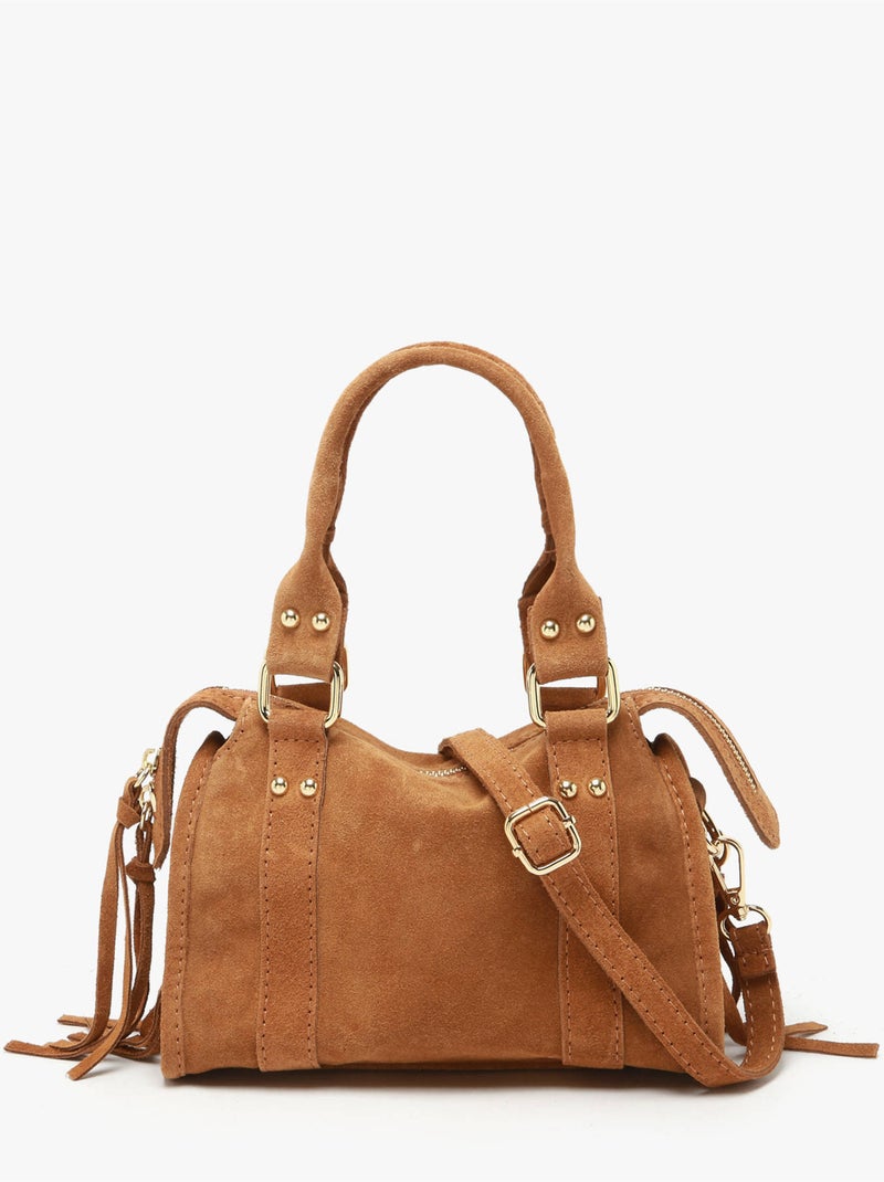 Sac bandoulière velvet cuir milano cuir de vachette Marron tabac - Kiabi