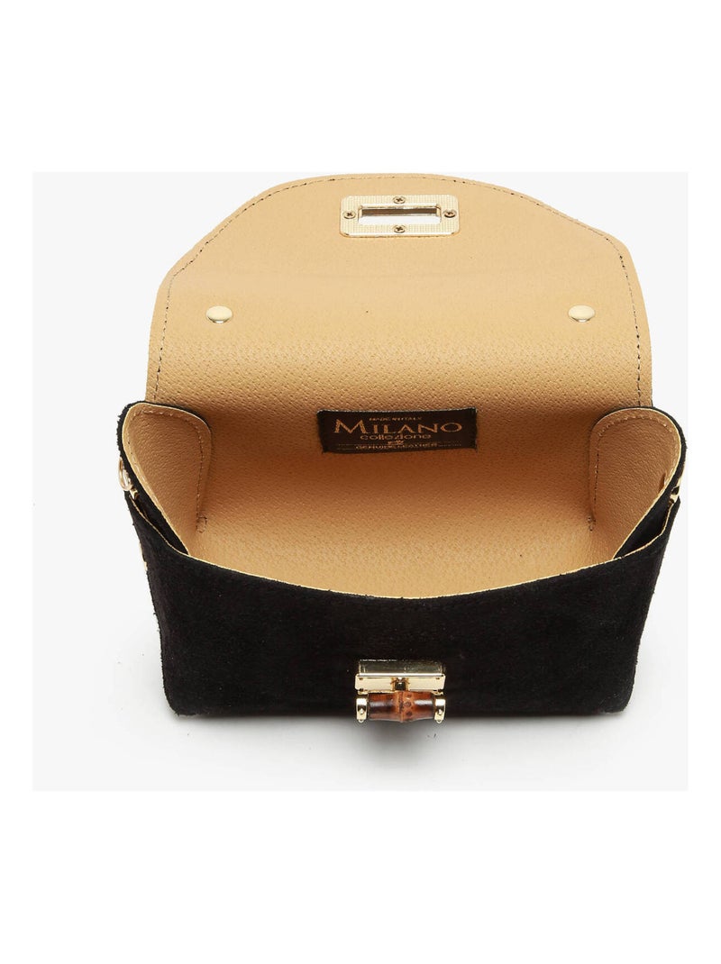 Sac Bandoulière Velvet Cuir Milano Cuir De Vachette Noir Noir - Kiabi