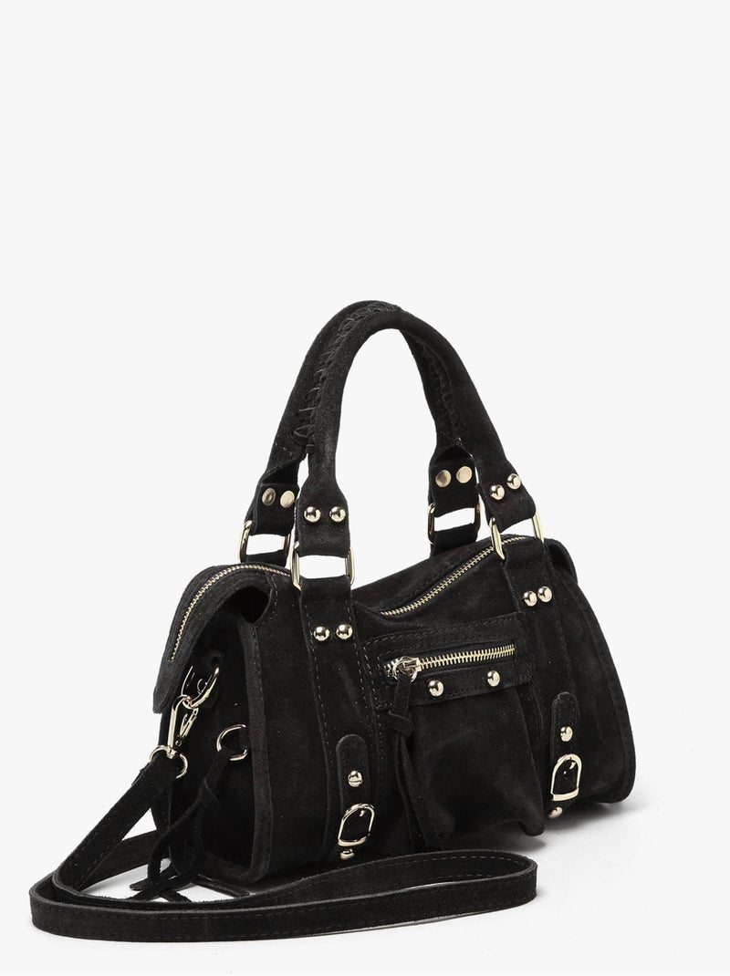 Sac bandoulière velvet cuir milano cuir de vachette Noir Noir - Kiabi