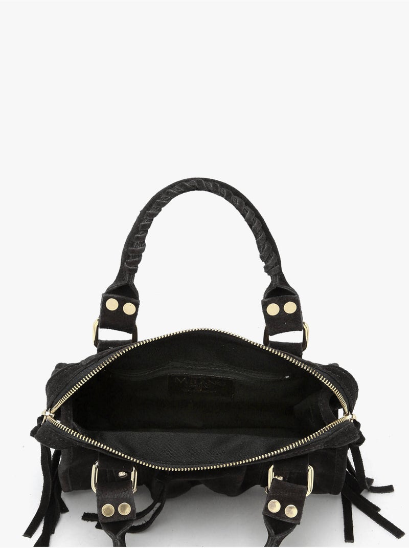 Sac bandoulière velvet cuir milano cuir de vachette Noir Noir - Kiabi