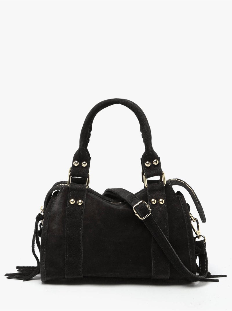 Sac bandoulière velvet cuir milano cuir de vachette Noir Noir - Kiabi