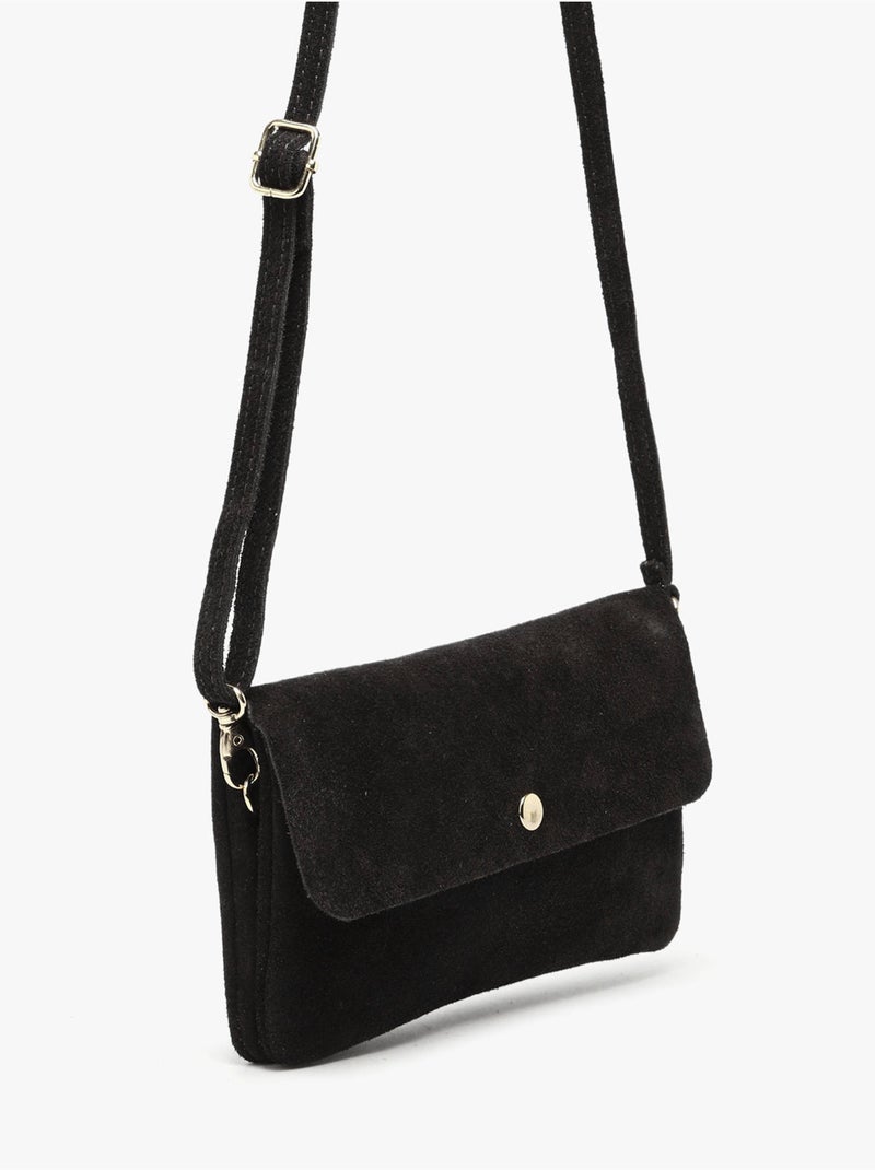 Sac bandoulière velvet cuir milano cuir de vachette Noir Noir - Kiabi