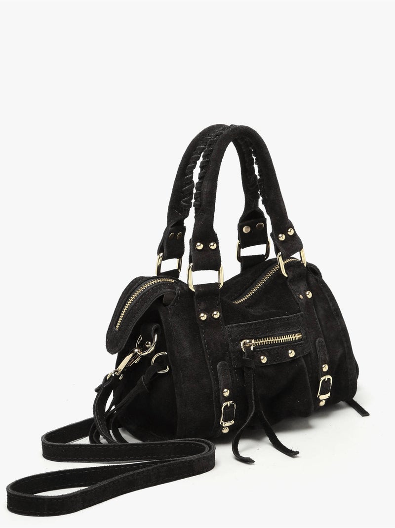 Sac bandoulière velvet cuir milano cuir de vachette Noir Noir - Kiabi