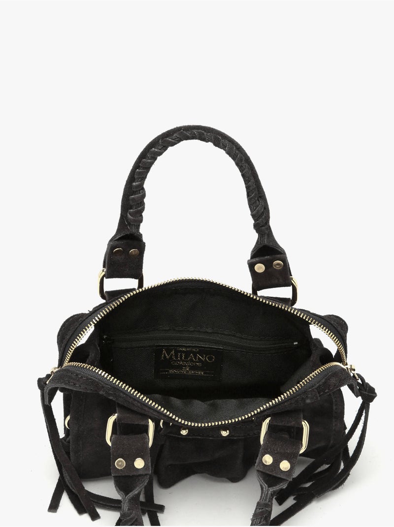 Sac bandoulière velvet cuir milano cuir de vachette Noir Noir - Kiabi
