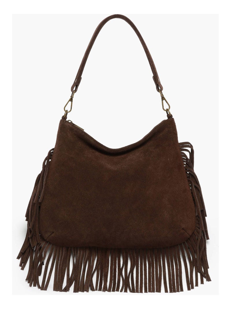 Sac Bandoulière Velvet Cuir Milano Cuir De Vachette Noir Rouge Noir - Kiabi