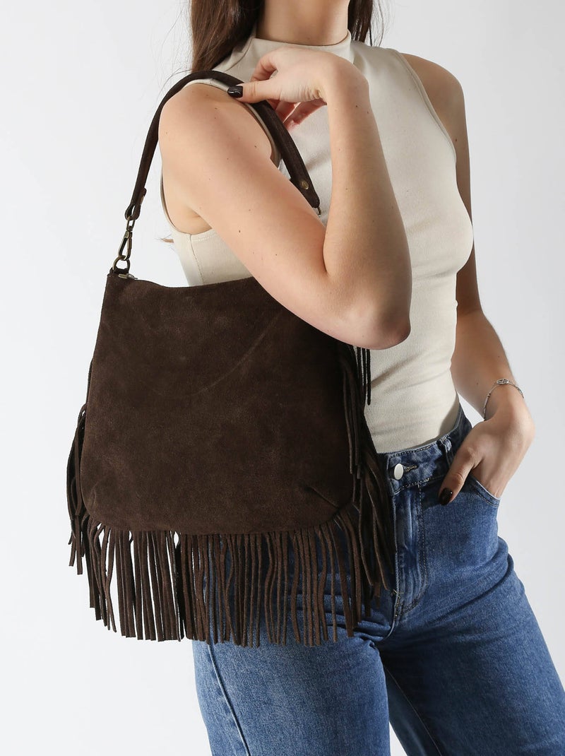 Sac Bandoulière Velvet Cuir Milano Cuir De Vachette Noir Rouge Noir - Kiabi