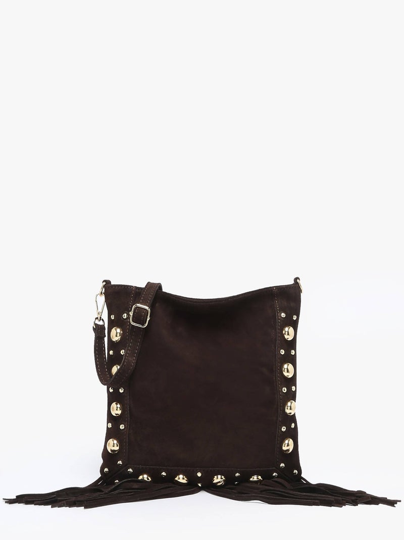 Sac Bandoulière Velvet Cuir Milano Cuir De Vachette Noir Rouge Noir - Kiabi
