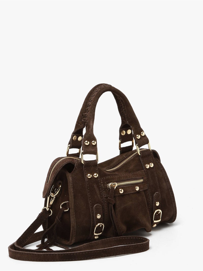 Sac bandoulière velvet cuir milano cuir de vachette Noir Rouge Noir - Kiabi