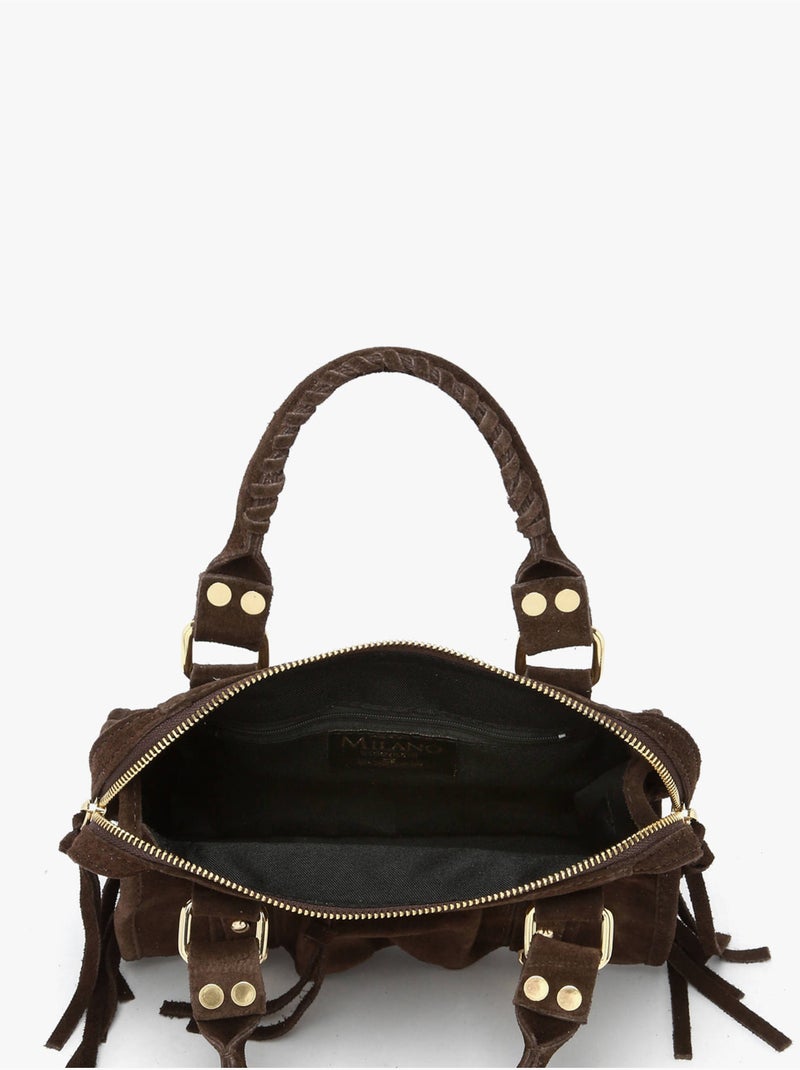Sac bandoulière velvet cuir milano cuir de vachette Noir Rouge Noir - Kiabi