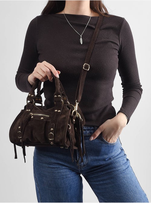 Sac bandoulière velvet cuir milano cuir de vachette - Kiabi Sac bandoulière velvet cuir milano cuir de vachette - Kiabi