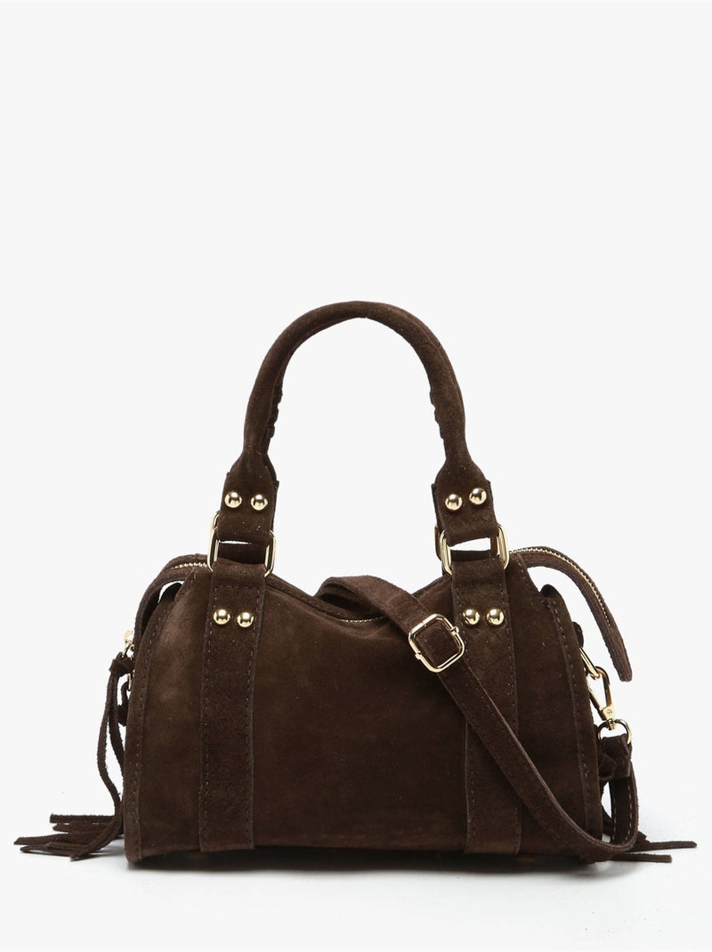 Sac bandoulière velvet cuir milano cuir de vachette Noir Rouge Noir - Kiabi