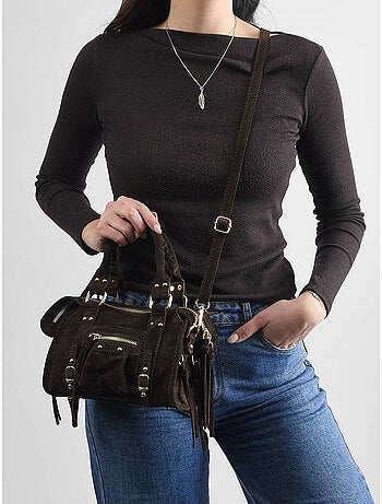 Sac bandoulière velvet cuir milano cuir de vachette