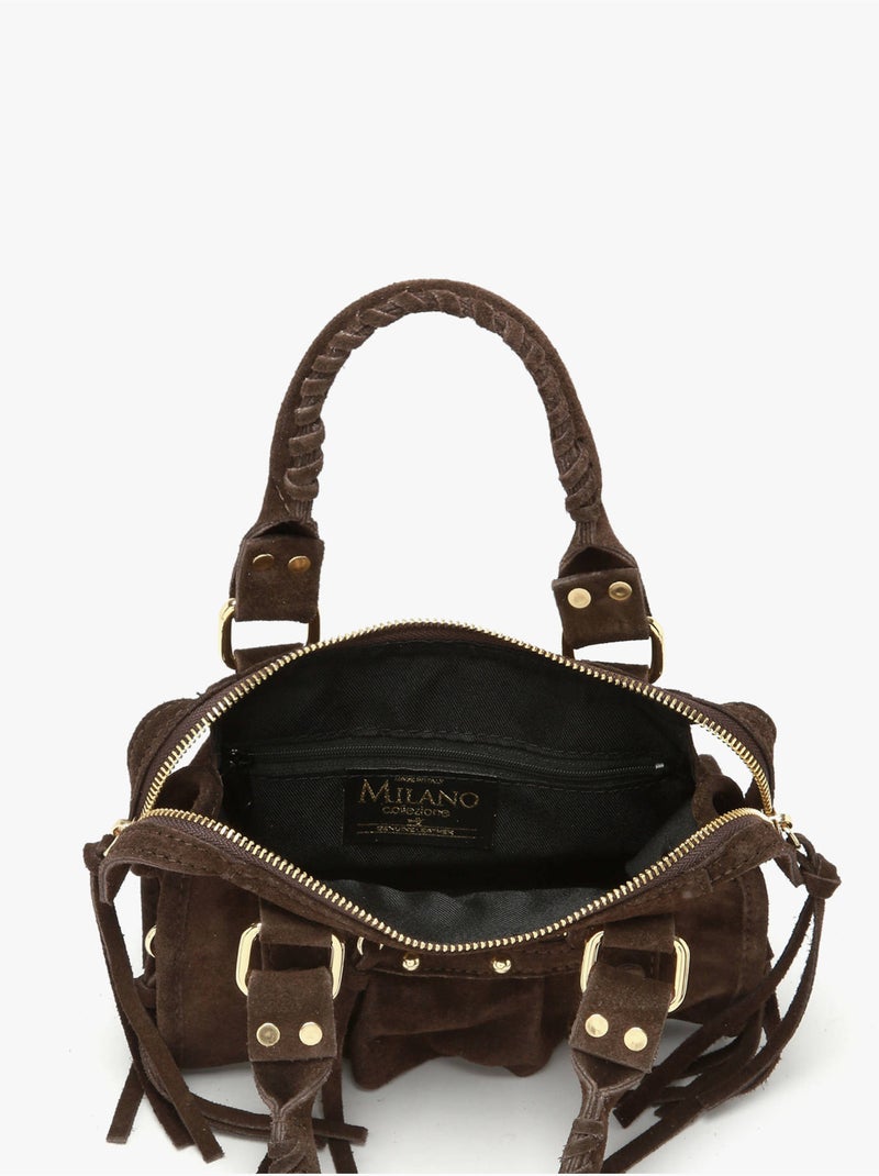 Sac bandoulière velvet cuir milano cuir de vachette Noir Rouge Noir - Kiabi