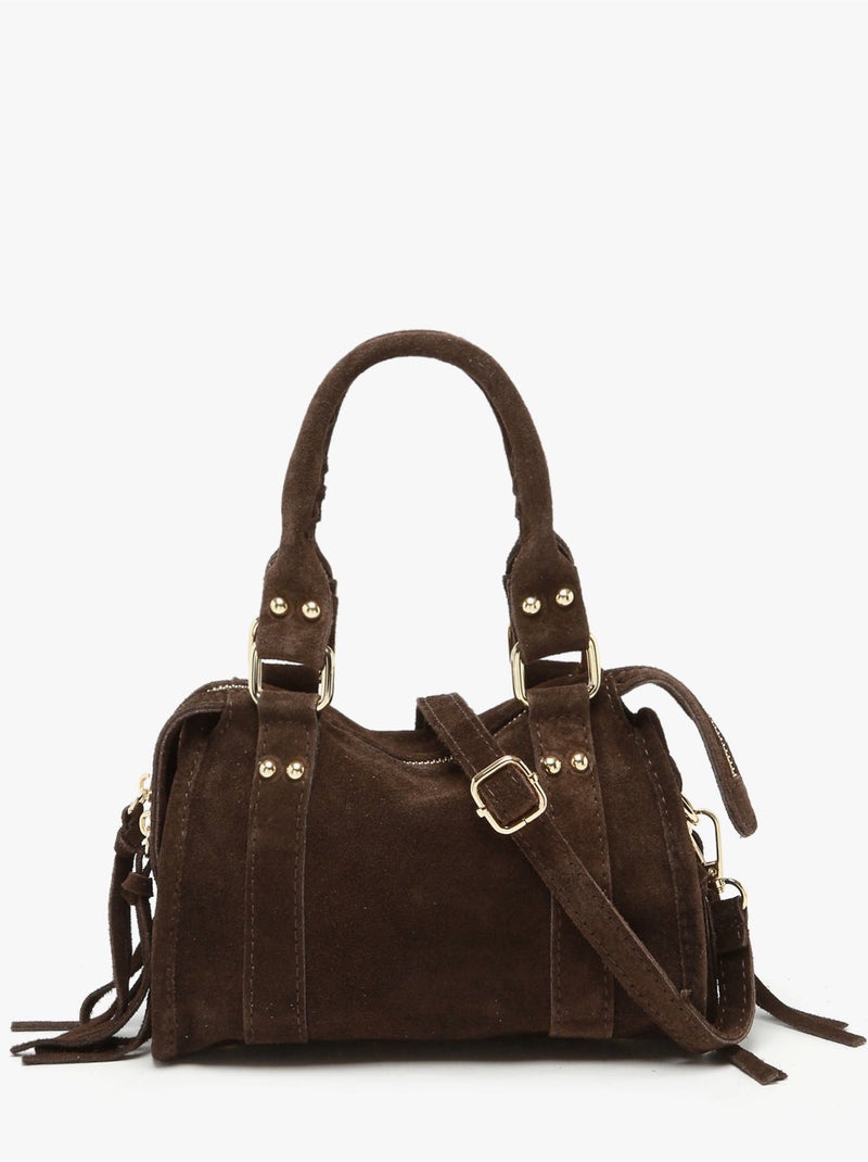Sac bandoulière velvet cuir milano cuir de vachette Noir Rouge Noir - Kiabi