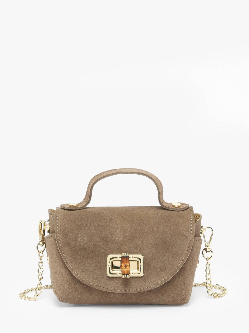 Sac Bandoulière Velvet Cuir Milano Cuir De Vachette Taupe - Kiabi