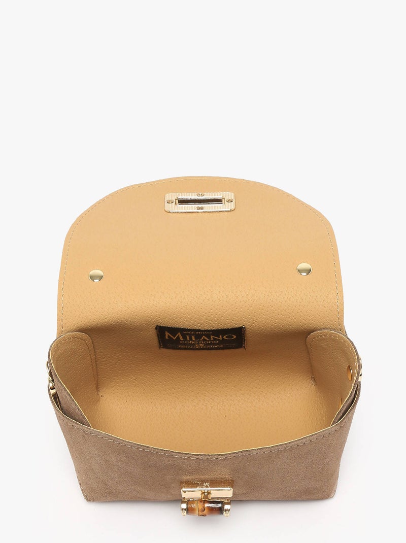 Sac Bandoulière Velvet Cuir Milano Cuir De Vachette Taupe - Kiabi