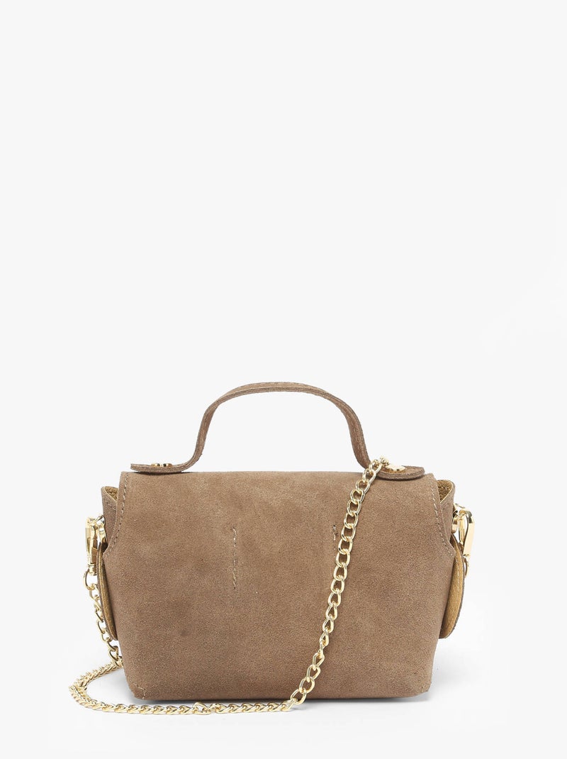 Sac Bandoulière Velvet Cuir Milano Cuir De Vachette Taupe - Kiabi