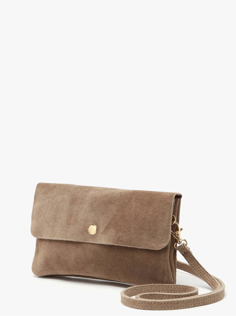 Sac bandoulière velvet cuir milano cuir de vachette Taupe - Kiabi