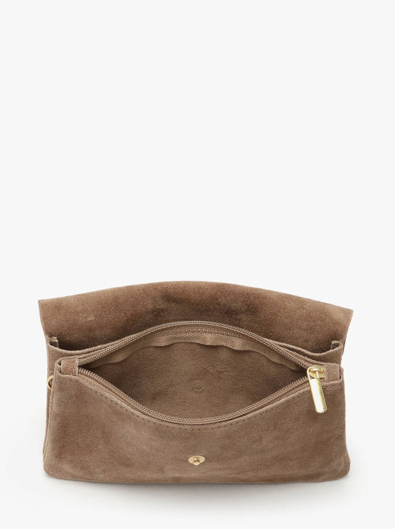 Sac bandoulière velvet cuir milano cuir de vachette Taupe - Kiabi