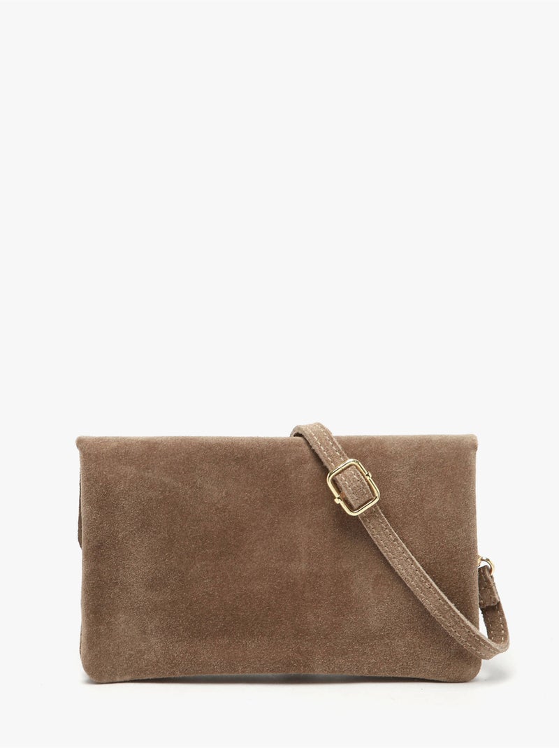 Sac bandoulière velvet cuir milano cuir de vachette Taupe - Kiabi