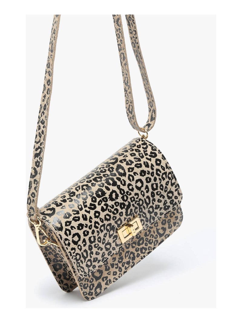 Sac Bandoulière Velvet Leopardo Cuir Milano Cuir De Vachette Beige/Blanc - Kiabi