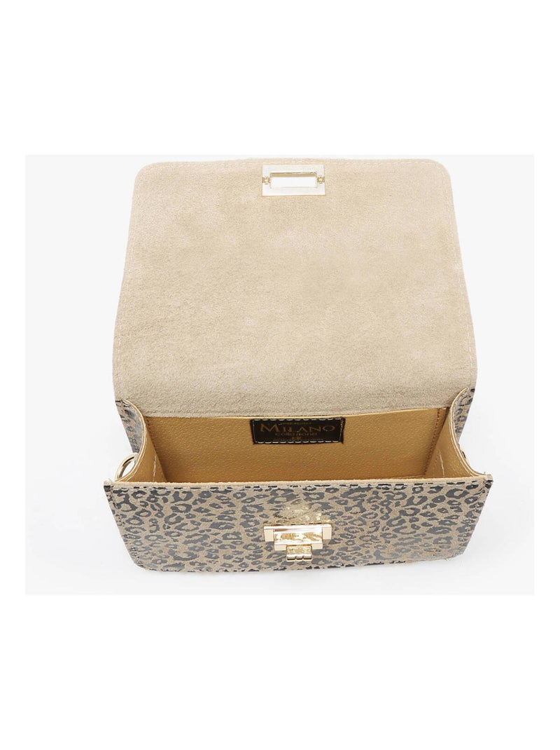 Sac Bandoulière Velvet Leopardo Cuir Milano Cuir De Vachette Beige/Blanc - Kiabi