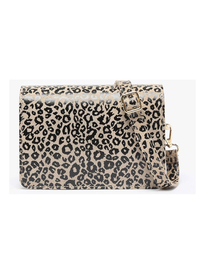 Sac Bandoulière Velvet Leopardo Cuir Milano Cuir De Vachette Beige/Blanc - Kiabi