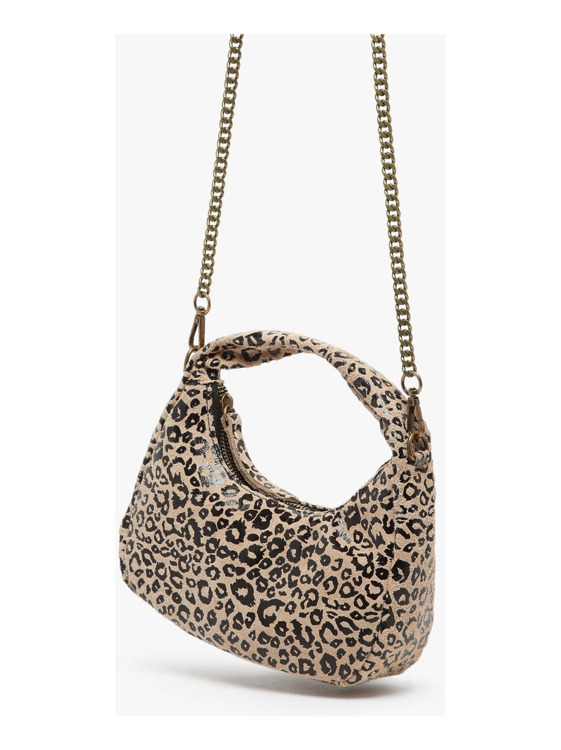 Sac Bandoulière Velvet Leopardo Cuir Milano Cuir De Vachette Beige/Blanc - Kiabi
