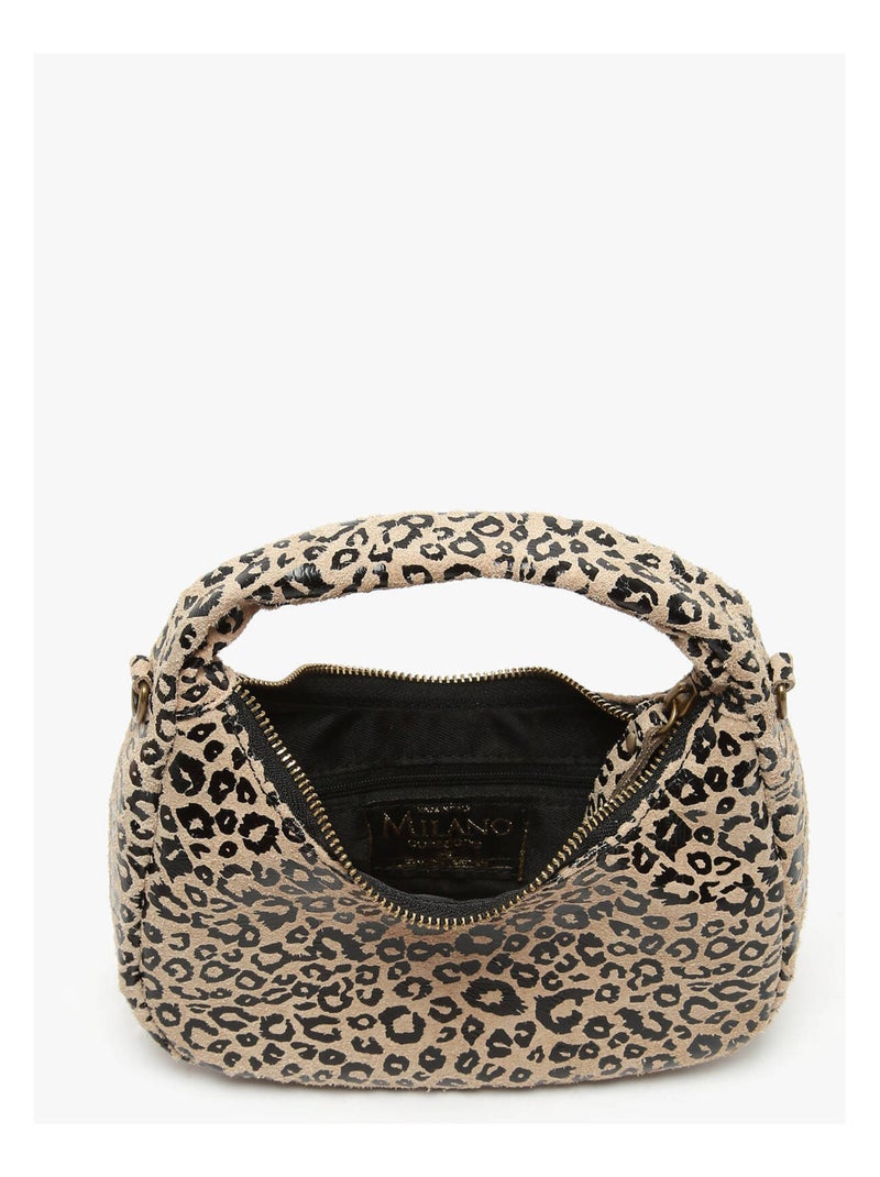 Sac Bandoulière Velvet Leopardo Cuir Milano Cuir De Vachette Beige/Blanc - Kiabi