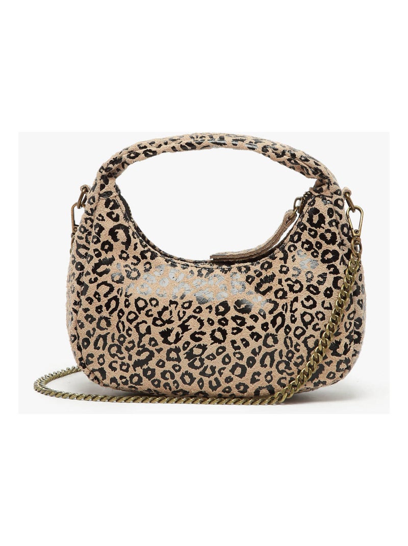 Sac Bandoulière Velvet Leopardo Cuir Milano Cuir De Vachette Beige/Blanc - Kiabi