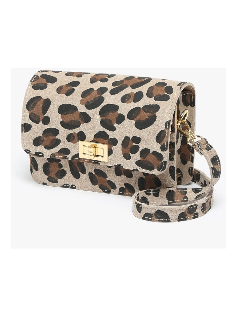 Sac Bandoulière Velvet Leopardo Cuir Milano Cuir De Vachette Beige/Noir - Kiabi