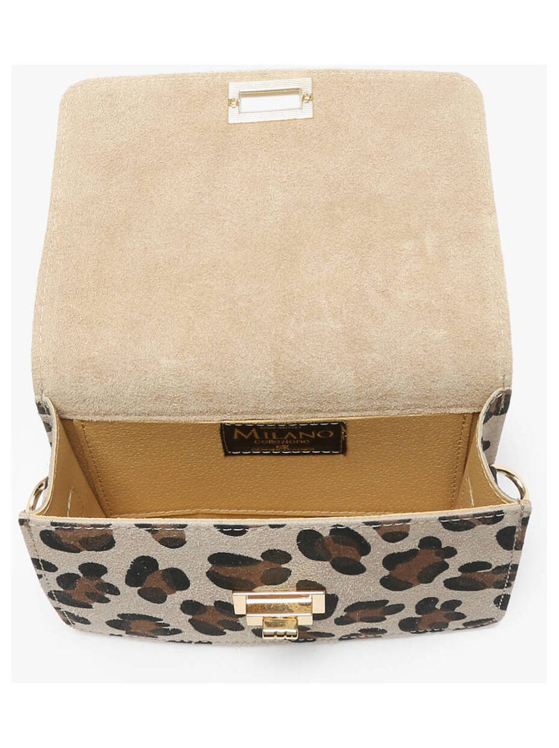 Sac Bandoulière Velvet Leopardo Cuir Milano Cuir De Vachette Beige/Noir - Kiabi