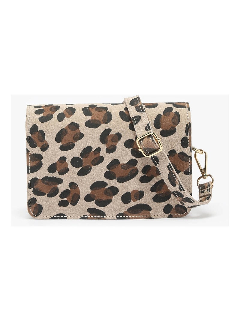 Sac Bandoulière Velvet Leopardo Cuir Milano Cuir De Vachette Beige/Noir - Kiabi