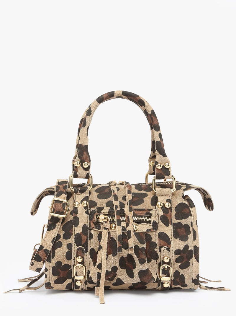 Sac Bandoulière Velvet Leopardo Cuir Milano Cuir De Vachette Beige/Noir - Kiabi