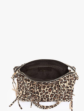 Sac Bandoulière Velvet Leopardo Cuir Milano Cuir De Vachette