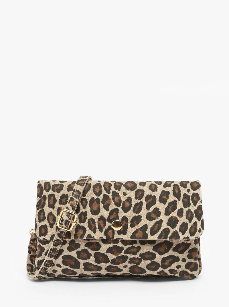 Sac Bandoulière Velvet Leopardo Cuir Milano Cuir De Vachette Noir Marron - Kiabi