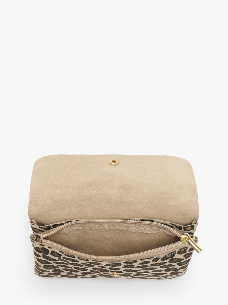 Sac bandoulière velvet leopardo cuir milano cuir de vachette Noir Marron - Kiabi