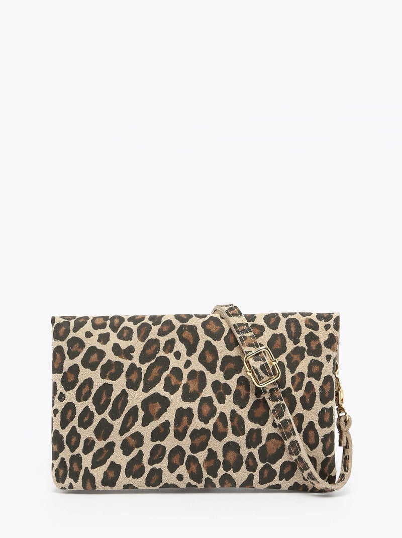Sac bandoulière velvet leopardo cuir milano cuir de vachette Noir Marron - Kiabi