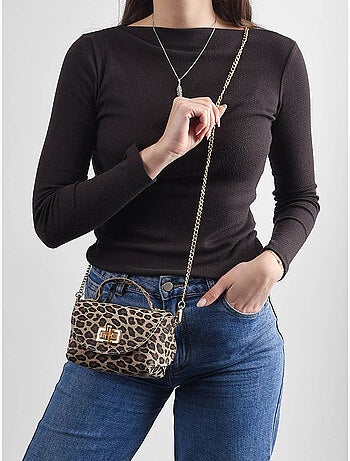 Sac bandoulière velvet leopardo cuir milano cuir de vachette