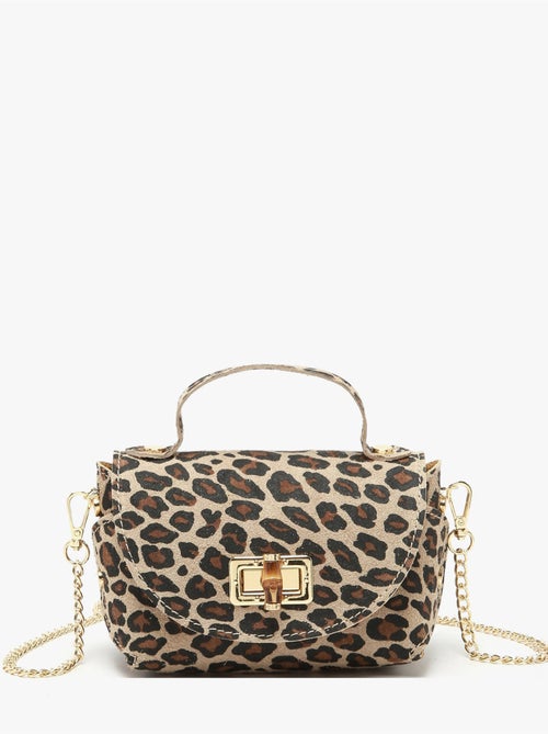 Sac bandoulière velvet leopardo cuir milano cuir de vachette - Kiabi